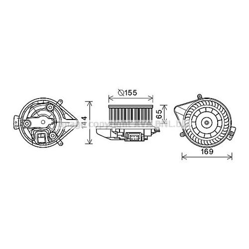 AVA QUALITY COOLING Innenraumgebläse Ø155mm 155mm für SEAT AUDI 8E1820021B 8E1820021E AI8371