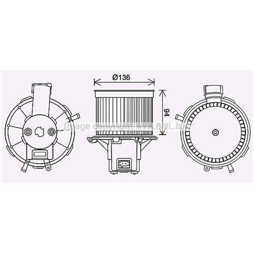 AVA QUALITY COOLING Innenraumgebläse Ø136mm 136mm für FIAT ABARTH 77365876 77365525 FT8465