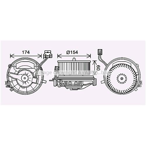 AVA QUALITY COOLING Innenraumgebläse Ø154mm 154mm für SKODA VW SEAT CUPRA AUDI MAN 5Q1819021B 5Q1819021E 5Q1819021 VN8399