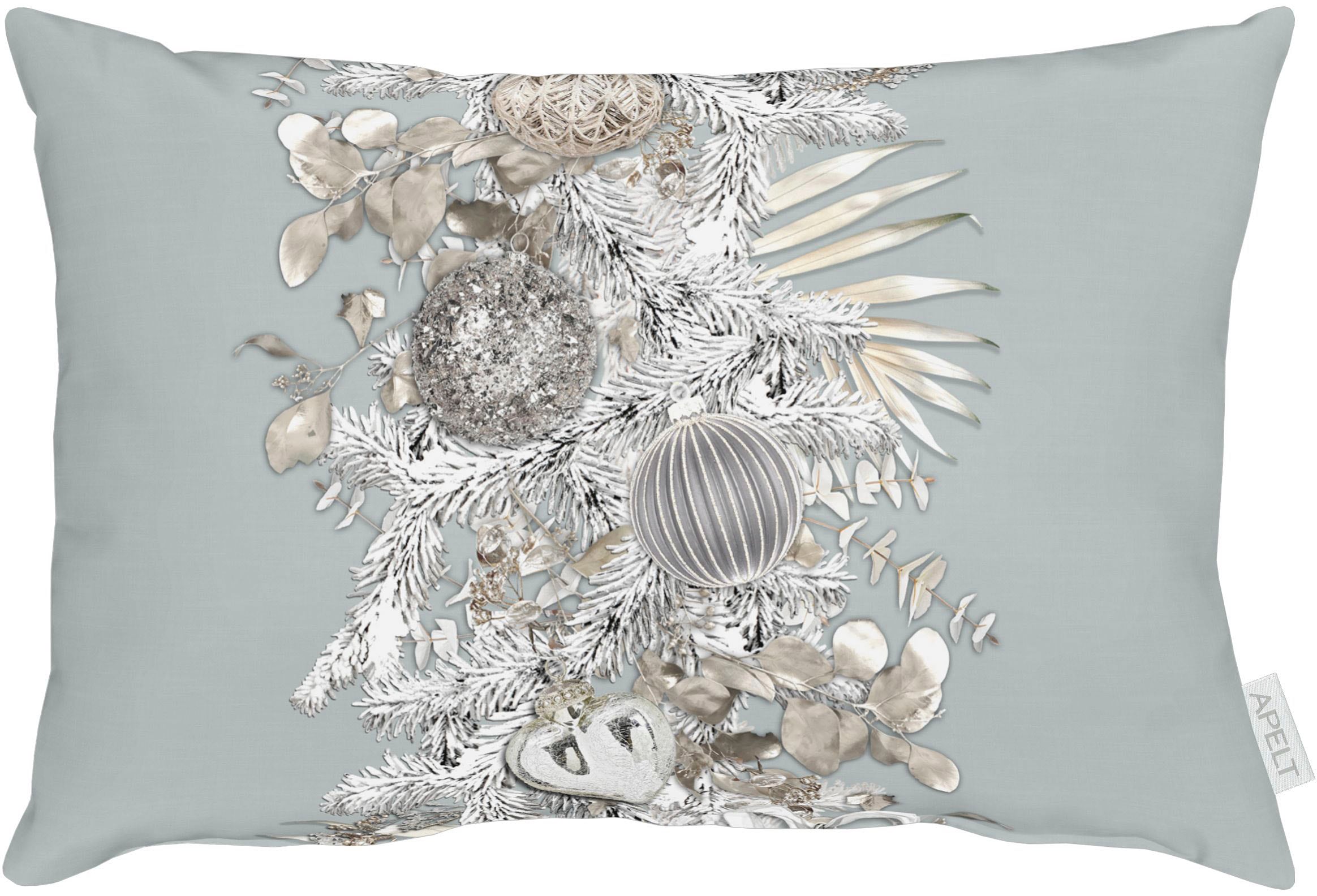 Dekokissen APELT "6304" Gr. 1, blau (silberfarben, türkis), B:35cm H:5cm L:50cm, Baumwolle, Polyester, Dekokissen_Sitzkissen_Kissenhüllen