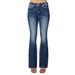Miss Me Women's Flap Pocket Bootcut Jean (Size 28) Medium Wash, Elastine,Lyocell,Viscose,Cotton