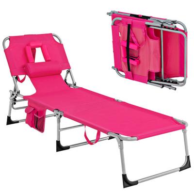 Costway Folding Beach Lounge Chair with Pillow for...