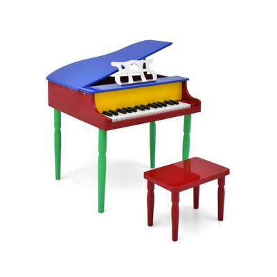 Costway 30-Key Wood Toy Kids Grand Piano with Benc...