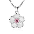 Heißer Verkauf Kirschblüten Halskette Blume Kette Rosa Lila Kristall Anhänger Halsketten Schmuck