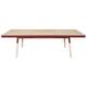 Table 180x100 cm en frêne massif, 2 rallonges rouge de pluduno