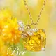 Luxury Design Sparkling Square Citrine Bee Pendant Necklace for Women Elegant Lady Party Jewelry