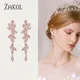 ZAKOL Wedding Bridal Dangle Earrings for Women Luxury Cubic Zirconia Rhinestones Earring Chandelier