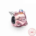 New 925 Sterling Silver Wing Flying Magic Colorful Unicorn Pig DIY Beads Fit Original Pandora Charms