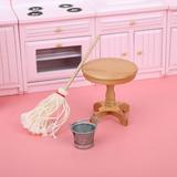 Doll House Furniture Doll House Mop Toy Doll House Bucket Toy 1:12 Doll House Accessory 1:12 Miniature Doll House Miniature Mop Bucket Set Accessory Furniture Cleansing Toy
