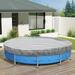 12 ft Round Pool Cover for Above Ground Pools Swimming Pool Cover Protector Winter Cover (Gray White Stripes)