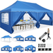 HOTEEL 10x20 Pop up Canopy Tents with Removeble Sidewalls Outdoor Gazebo with Wheeled Bag & 4 Sandbags for Patio Wedding Backyard Camping Parties Event Blue