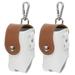 Golf Ball Waist Bag Golf Ball Carry Pouch with Tee Holder Buckle Clip White Brown 2 Pack