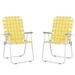 2pcs Steel Tube PP Webbing Bearing 120kg Folding Beach Chair Yellow & White Strip - 22 x 22 x 37.4