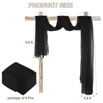 Wedding Arch Drape Fabric, 9.8ft x 4.9ft Chiffon Fabric Panels 6 Pack