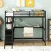 Twin Size Multifunctional Loft Bed with Ladder, Desk, Shelves and Two Built-in Drawers, Twin Bed Frame, Modern Storage Bed