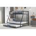 Twin over Full Bed with Sturdy Steel Frame, Bunk Bed with Twin Size Trundle, Two-Side Ladders