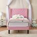 Kids Bed Frame, Height Adjustable Upholstered Bed, Twin Size Bed Set of 2