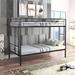 Sturdy Metal Twin Over Twin Bunk Bed with Guard Rails and Anti-Noise Design