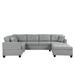 Oversized Sectional Sofa with Storage Ottoman, U Shaped Sectional Couch with 2 Throw Pillows for Large Space Dorm Apartment