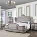 Velvet California King Bed With Antique Platinum Finish