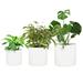Plant Pots Indoor, White Planters for Indoor Plants - Fits Mid Century Modern Plant Stand - Drainage Plug - Fiberstone