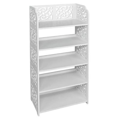 Wood-plastic Board Five Tiers Carved Shoe Rack White Shoe Organizer - 16.54