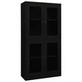 moobody Office Cabinet with 4 Glass Doors and Adjustable Storage Shelves Steel Filing Cabinet Black for Office Living Room Bedroom Home Furniture 35.4 x 15.7 x 70.9 Inches (W x D x H)