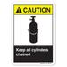 ANSI Caution Sign - Keep All Cylinders Chained | Aluminum Sign | Protect Your Business Work Site Warehouse & Shop Area osha safety sign | Made in the USA