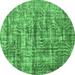 Ahgly Company Indoor Round Oriental Emerald Green Asian Inspired Area Rugs 7 Round