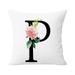 knqrhpse Pillow Covers Throw Pillow Covers Alphabet Decorative Pillow Cases ABC Letter Flowers Cushion Covers 18 X 18 Inch Square Pillow Protectors For Sofa Couch Bedroom Ca Pillowcase