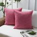 Textural Faux Linen Series Square Decorative Throw Pillow Cover for Couch 18 x 18 Pink 2 Pack