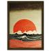Kanagawa Waves At Sunset Linocut Modern Artwork Framed Wall Art Print A4