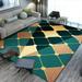 Modern Area Rug Emerald Green Gold Geometric Soft Non-Slip Rug For Bedroom Living Room Hallway Dining Room Office Dorm Room Washable Floor Decor 4 x 5