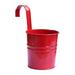 Bestonzon Colorful Iron Flower Pot Hanging Planters Balcony Garden Plant Planter Metal Bucket Flower Holders(Small Red)