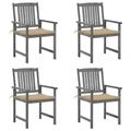 moobody 4 Piece Garden Chairs with Beige Cushion Acacia Wood Outdoor Dining Chair Gray for Patio Balcony Backyard Outdoor Furniture 24 x 22.4 x 36.2 Inches (W x D x H)