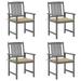 moobody 4 Piece Garden Chairs with Beige Cushion Acacia Wood Outdoor Dining Chair Gray for Patio Balcony Backyard Outdoor Furniture 24 x 22.4 x 36.2 Inches (W x D x H)