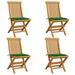 moobody 4 Piece Folding Garden Chairs with Green Cushion Teak Wood Outdoor Dining Chair for Patio Backyard Poolside Beach 18.5 x 23.6 x 35 Inches (W x D x H)