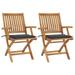 vidaXL Patio Chairs 2 pcs with Anthracite Cushions Solid Teak Wood