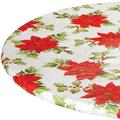 Poinsettia Elasticized Vinyl Table Cover by Chef s Pride-45 - 56 dia. Round