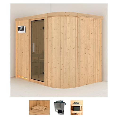 „KARIBU Sauna „“Thyra 4″“ Saunen 9-kW-Ofen mit externer Steuerung beige (naturbelassen) Saunen“