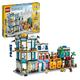 LEGO Creator 3-in-1 Hauptstraße zu Art-déco-Hochhaus oder Marktstraße Modellbau-Set, Konstruktionsspielzeug mit Hotel, Café, Wohnungen und Geschäften, Kreativer Modellbausatz 31141