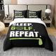 Golf Themed 100% Cotton Duvet Cover Single Size 2 Pcs Green Ball Modern Simple Letter Print Bedding Set for Kids Teens Adults Extreme Sports Competition Style Comforter Cover with 1 Pillowcase