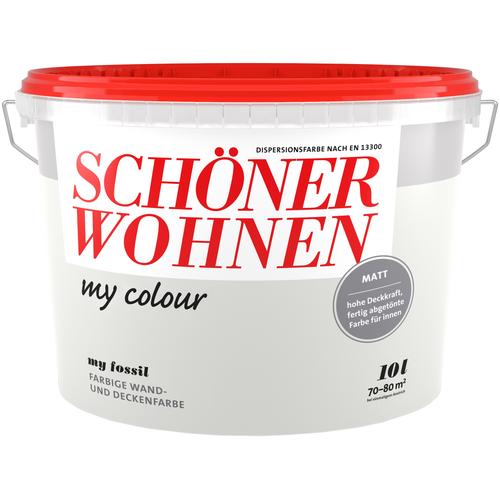 „SCHÖNER WOHNEN-FARBE Wand- und Deckenfarbe „“my colour““ Farben 10 Liter, my magnolia, matt, leicht zu verarbeitende Innenfarbe Gr. 10 l 10000 ml, grau (my fossil) Wandfarbe bunt“