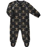 Infant Black New Orleans Saints Allover Print Raglan Full-Zip Jumper