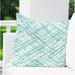 KAVKA DESIGNS Watercolor Criss Cross Outdoor Square Cotton Pillow Cover & Insert Polyester/Polyfill/Cotton in Green | 16" x 16" | Wayfair