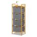 Rebrilliant Bathroom 4 Layers Laundry Hamper w/ Tiltable Shelf Storage Basket Solid + Manufactured Wood/Solid Wood/Manufactured Wood | Wayfair