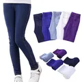 Spring Summer Girls Elastic Skinny Pants Solid Color Kids Stretch Trousers 3-12Yrs Children