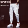 White Jeans Men Ripped Harem Boys Denim Distressed Black Pants Spring Summer Male 2022 Plus Size 38
