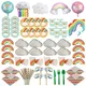 White Cloud Rainbow Party Favors Tableware Kids Birthday Paper Plates Cup Cartoon Dessert Cake Dish