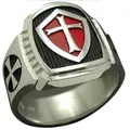 Fashion Punk Style Red Armor Shield Knight Templar Crusader Rings for Men Jewelry Gift Wholesale